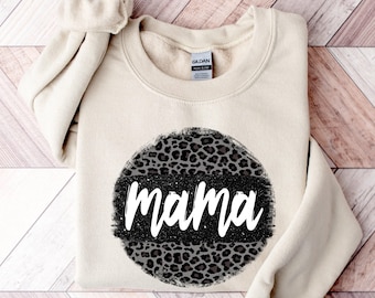 Mama Leopard Print Sweatshirt, Mom Life Hoodie