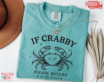 Comfort Colors Crabby Beach T-Shirt, Funny Boho Summer Tee