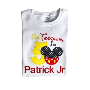 Mickey Mouse 5th Birthday Shirt: Personalized Boy&#39;s Embroidery Appliqué