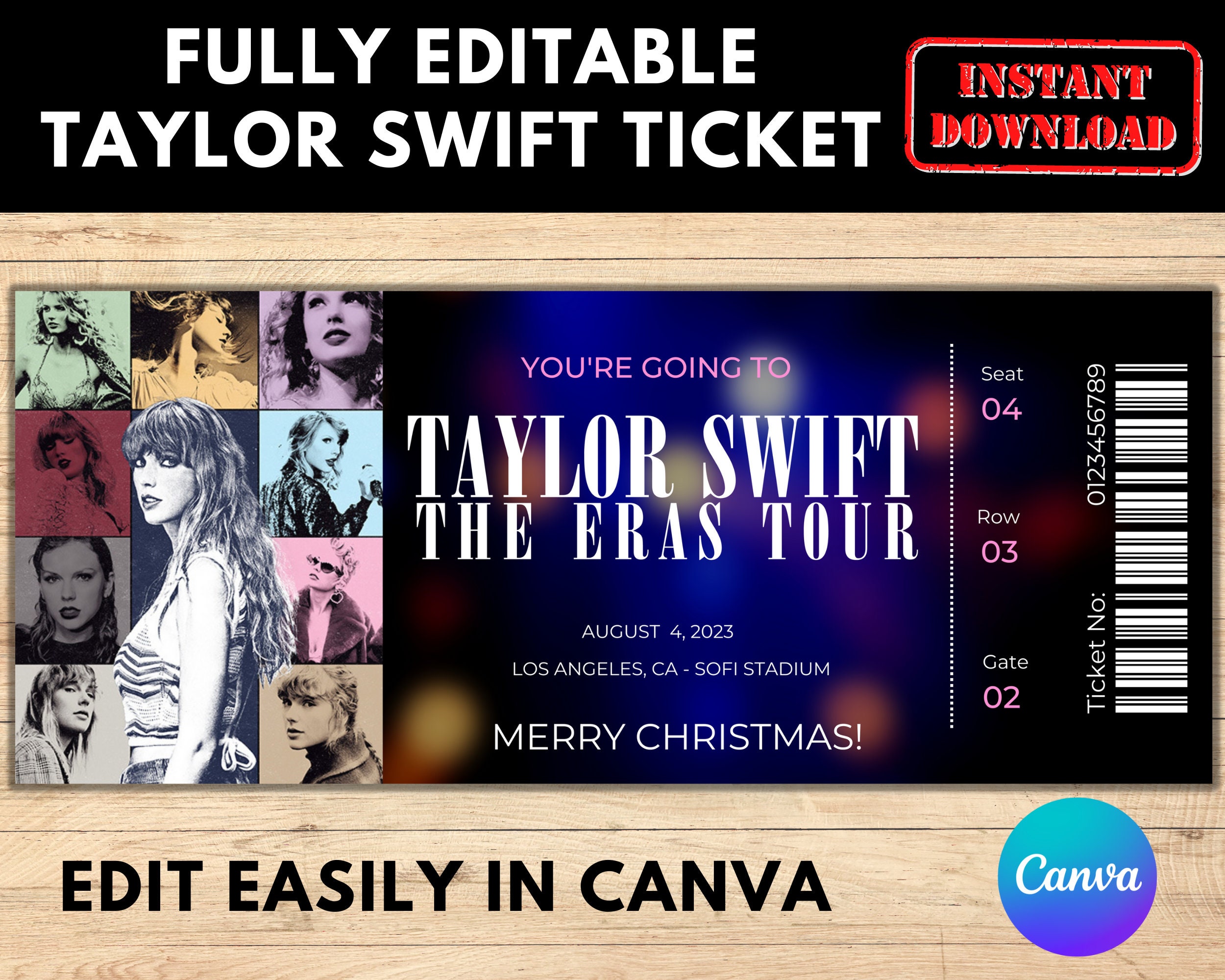 Taylor Swift Eras Tour Ticket Fully Editable Taylor Etsy Australia