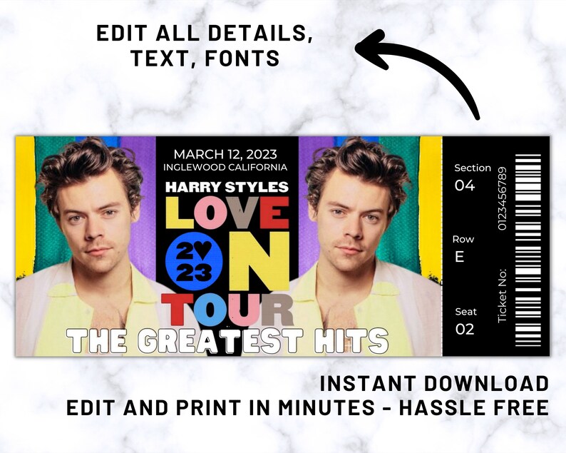 Harry Styles Love on Tour Ticket 2023 Concert Ticket Custom Etsy