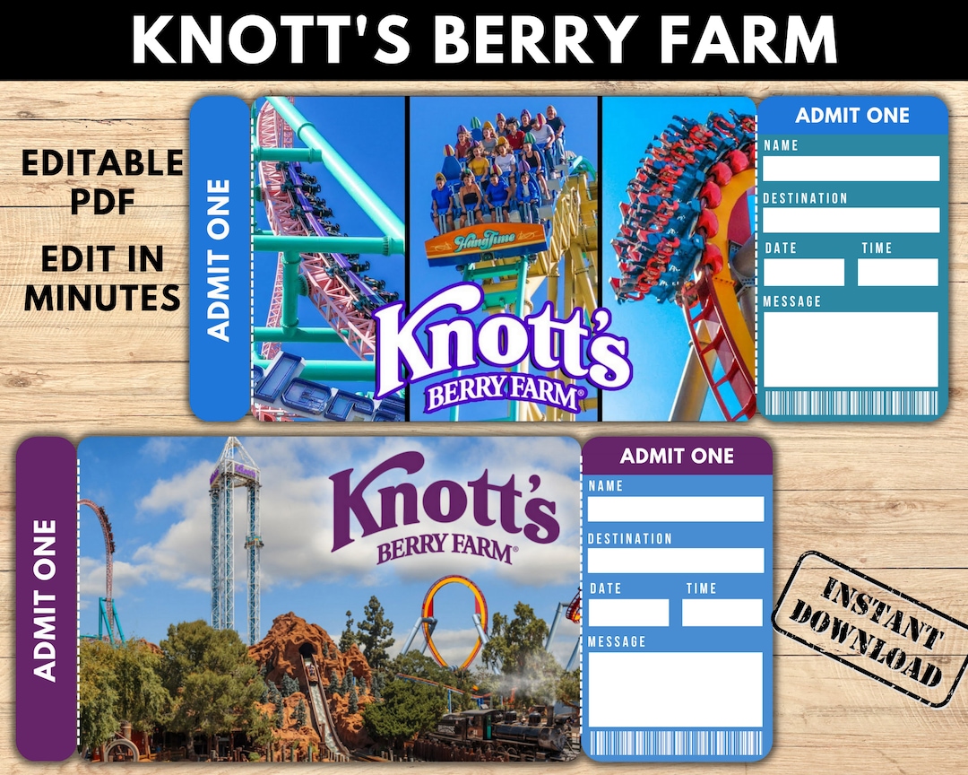 Printable Knotts Berry Farm Ticket Surprise Trip Gift Ticket Etsy