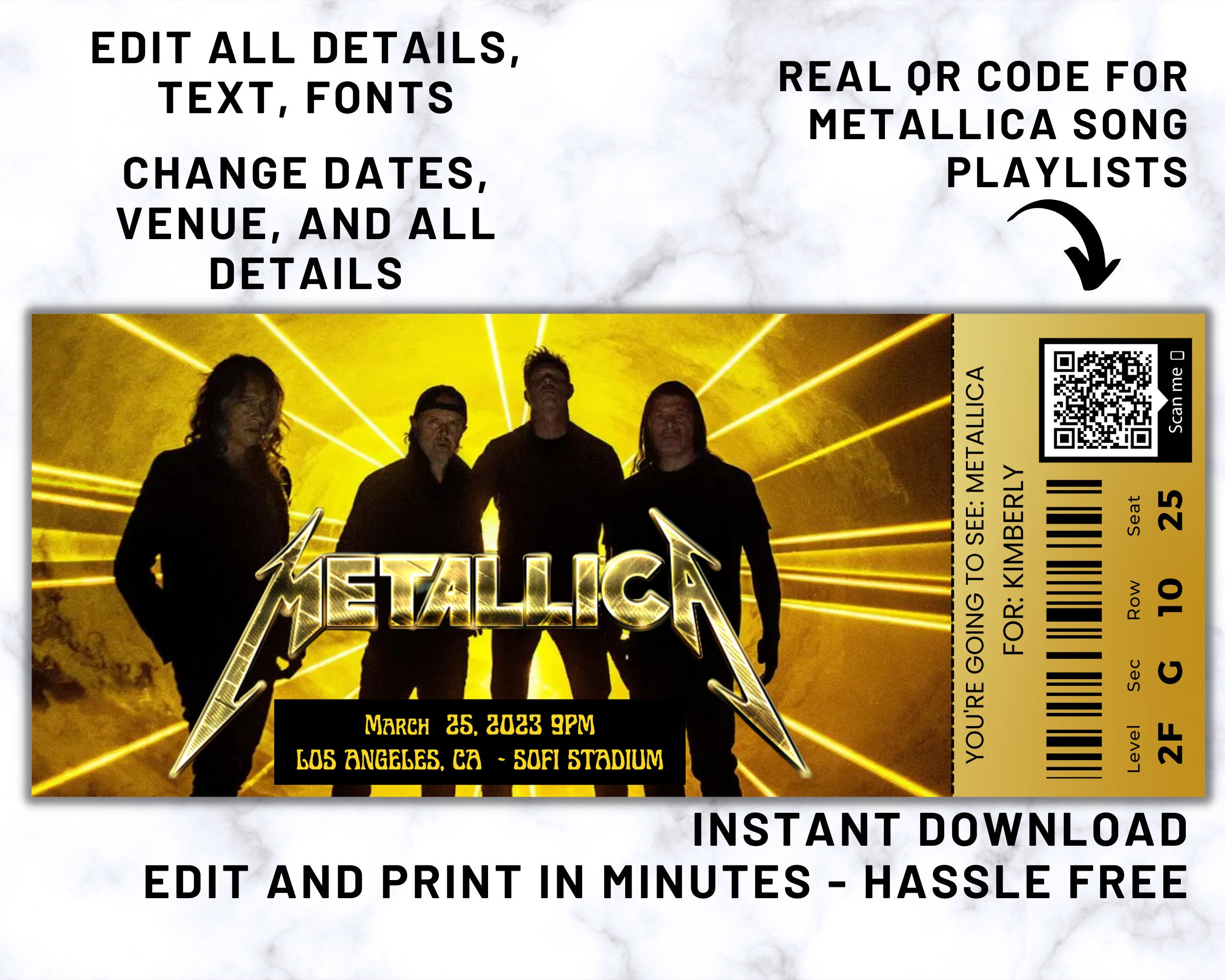 Metallicam72 Tour Ticket Metallica Ticket Canva Fully Etsy