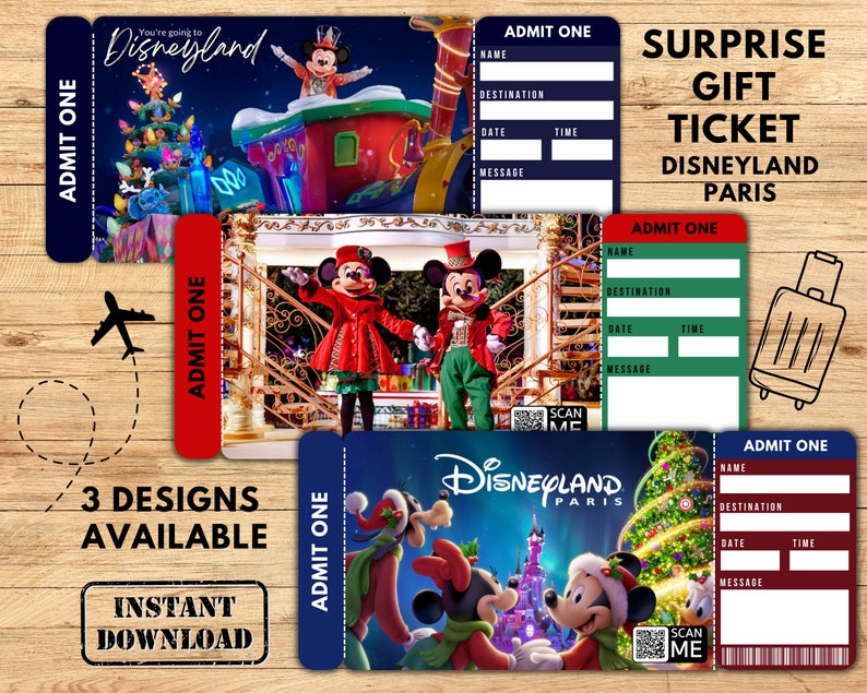 EDITABLE Ticket Disneyland Paris Enchanted Christmas Ticket Etsy