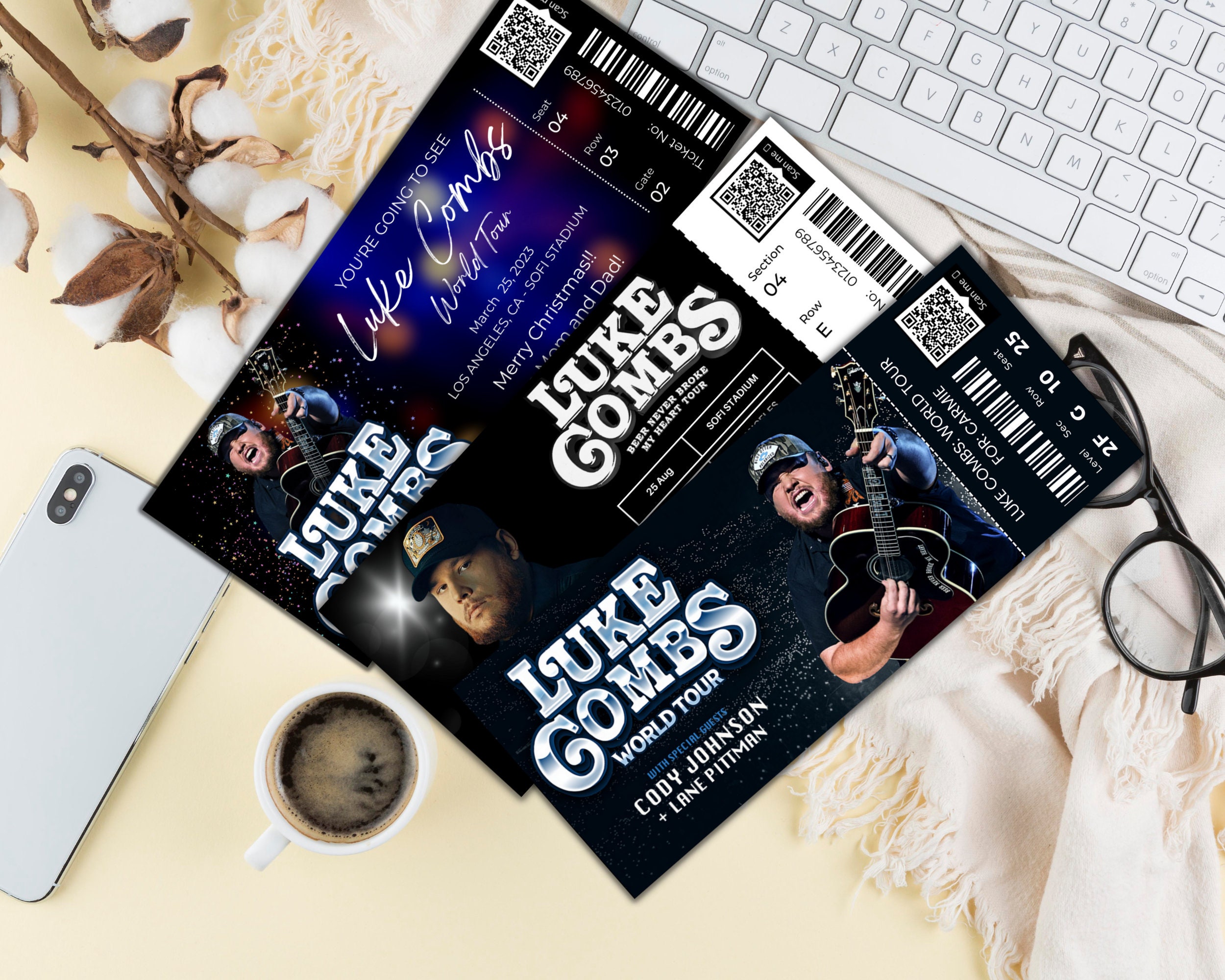 Luke Combs World Tour Ticket Luke Combs Ticket Canva Fully Etsy