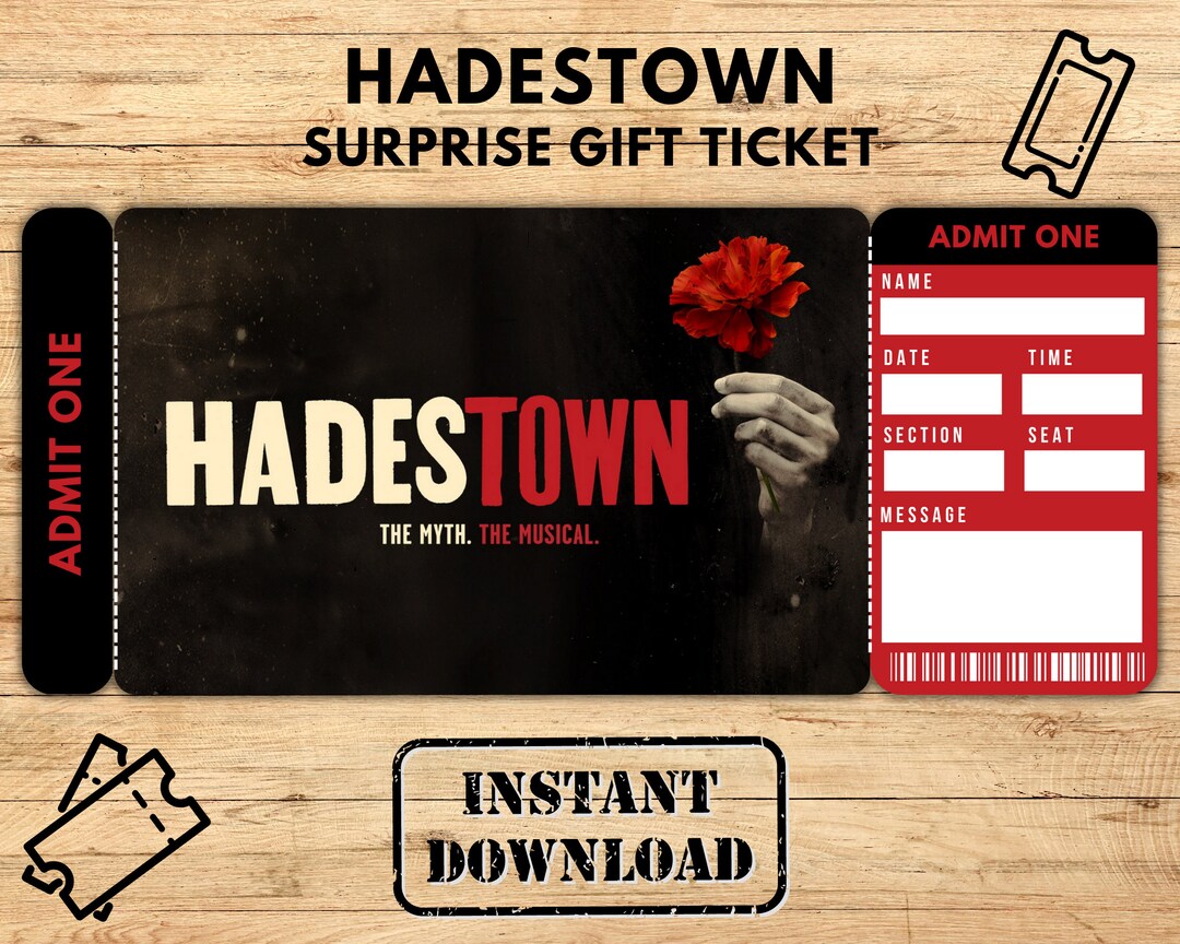 Printable HADESTOWN Broadway Ticket Hadestown Surprise Etsy