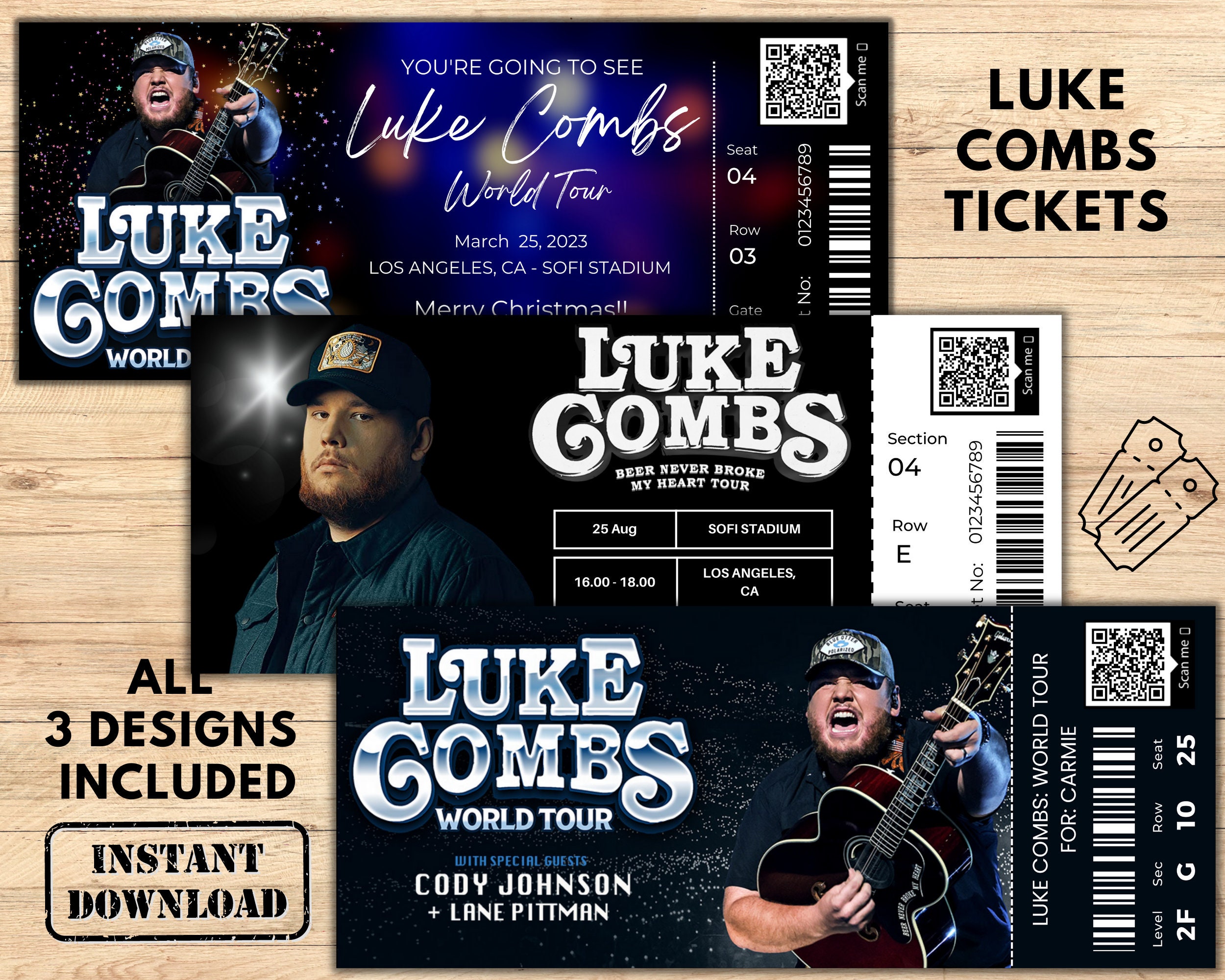 Luke Combs World Tour Ticket Luke Combs Ticket Canva Fully Etsy UK