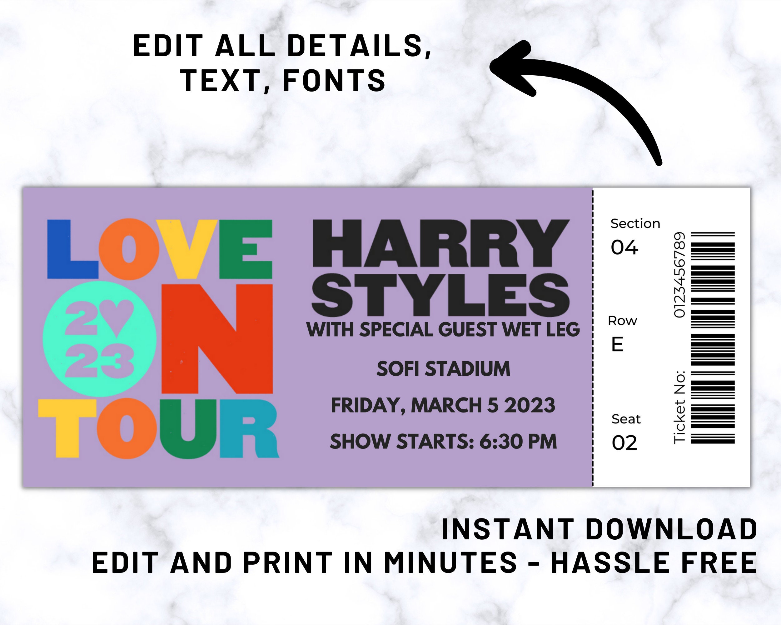 Harry Styles Love on Tour Ticket 2023 Concert Ticket Custom Etsy UK