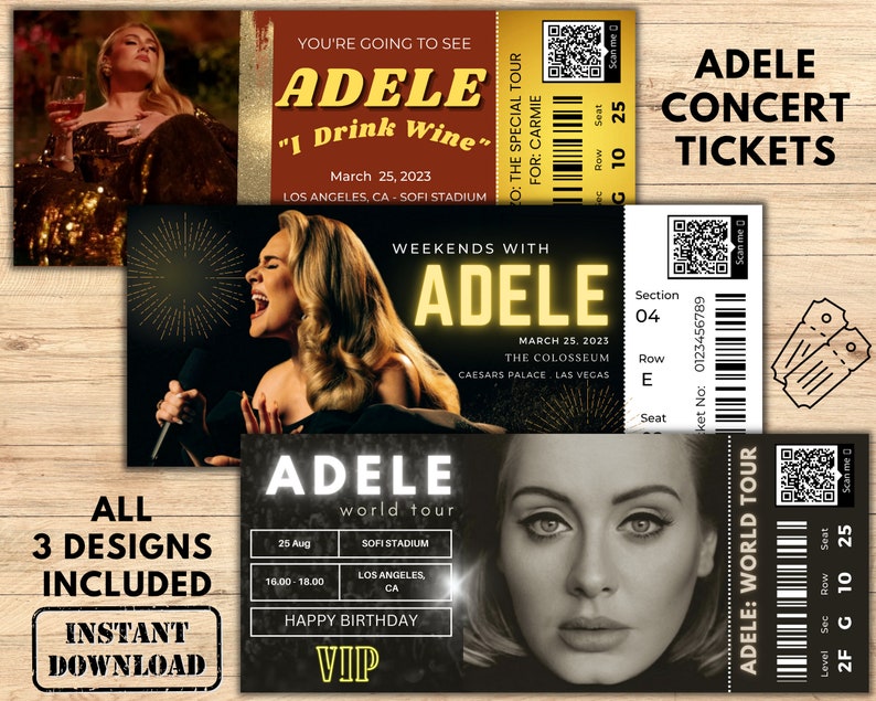 FULLY EDITABLE Adele Ticket Adele 2023 Concert Ticket Custom Etsy