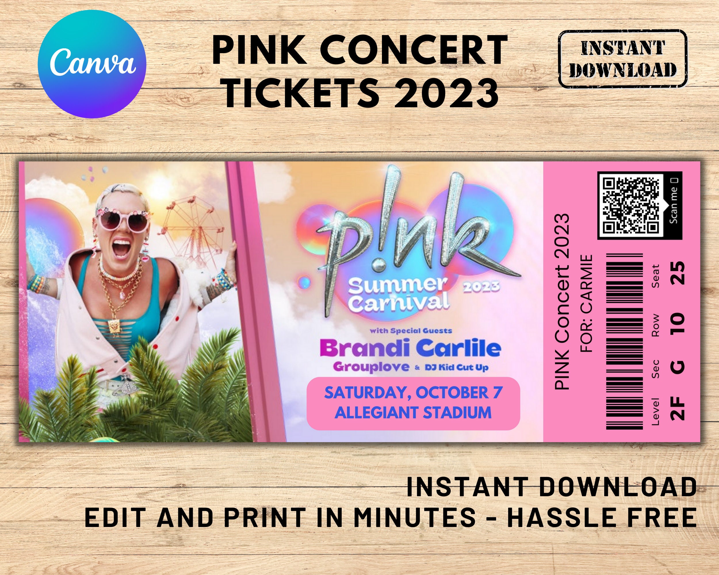 PINK Surprise Concert Ticket Faux Event Admission Concert Etsy Australia