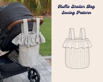 Stroller Bag Sewing Pattern with Ruffles, Beginner Friendly PDF Download