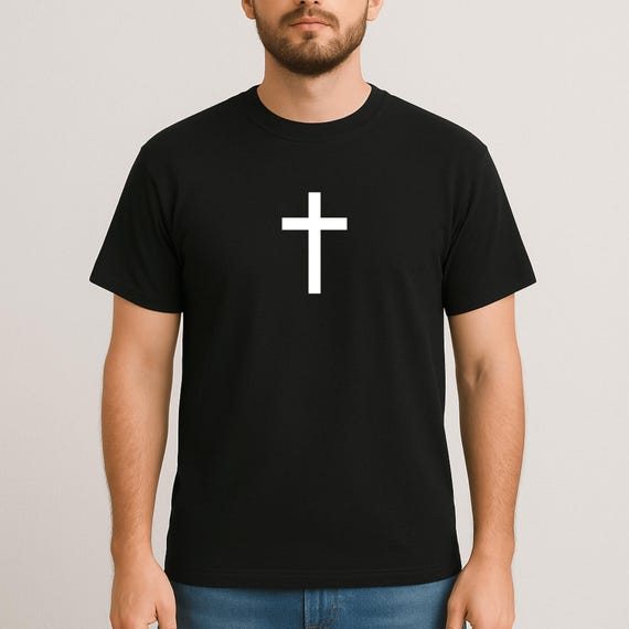 Minimalist Christian Cross T-Shirt - Black Faith Tee for Men & Women | Simple Jesus Shirt | Modern Religious Apparel