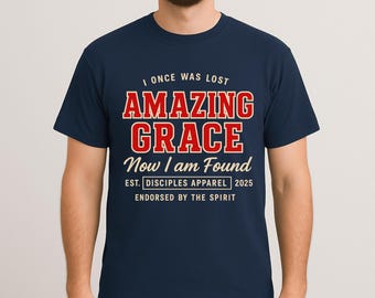 Amazing Grace T-Shirt - Christian Tee | Vintage Faith Shirt by The Disciples Apparel | Gospel-Inspired Jesus Shirt | EST. 2025