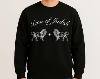 Lion of Judah Christian Sweatshirt - Bold Faith Crewneck for Men & Women | Religious Streetwear | Jesus Symbol Apparel