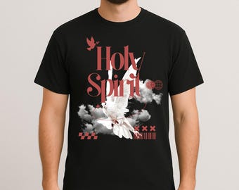Holy Spirit Dove Christian Graphic Tee - Modern Faith-Based Shirt for Men | Religious Gift | Minimal Streetwear Style