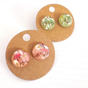 Pressed Flower Stud Earrings: Handmade Resin Floral Jewelry
