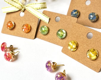 Dried Flower Stud Earrings | Small Floral Stud Earrings | Multicolor
