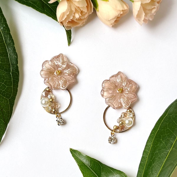 Sakura Flower Earrings | Cherry Blossom Earrings Handmade Floral Earrings | Gifts for Her