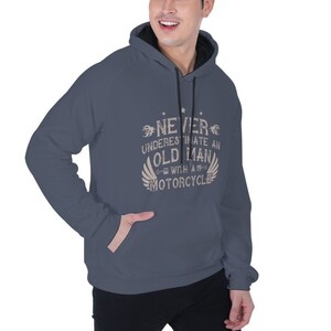 Old Biker/Ride Life Moto/Motorbikes/ Heavy Fleece/ Raglan Hoodie/ Bike Clothing/ Motorbike wear/ Motorbike Rider Clothing/ CM/ PH/ 5075-11