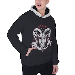 Stand Out/ Bikes/ Motorbikes/ Heavy Fleece/ Raglan Hoodie/ Bike Clothing/ Goat/ Ram/Motorbike Rider Clothing/ PH/ AM/ Mum/ UH 5075-17