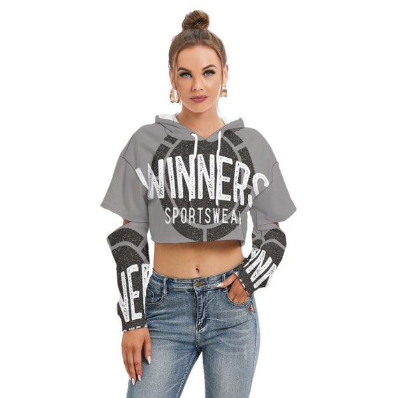 Women's Crop Hoodie/ New Crop Top Hoodie/ Savvy/ Cut Sleeve Hoodie