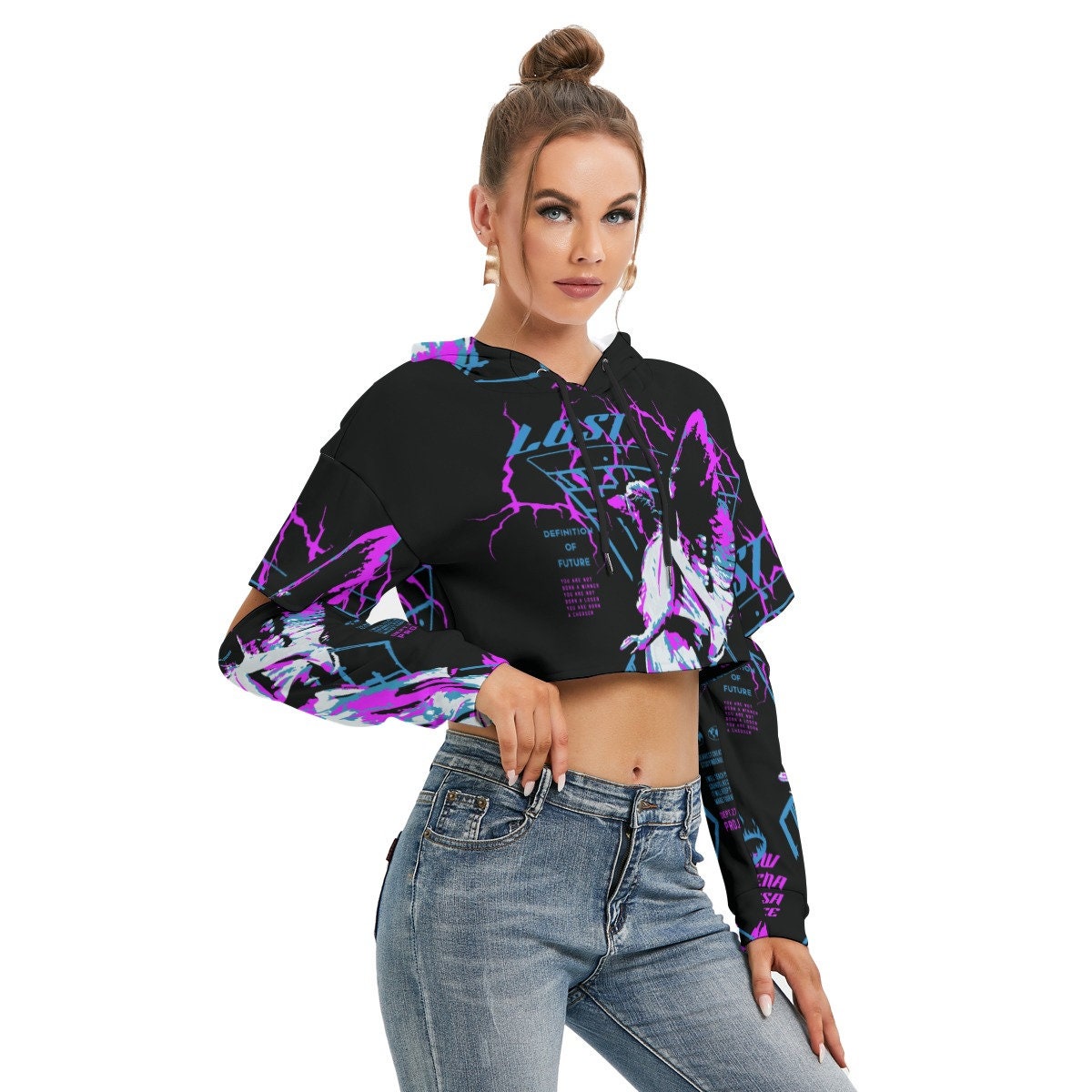 Women's Crop Hoodie/ New Crop Top Hoodie/ Savvy/ Cut Sleeve Hoodie