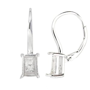 Pendientes de plata de ley con montura semicircular y esmeralda OCT de 8 x 6 mm con cierre de palanca