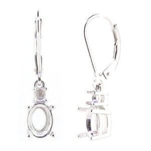 925er Silber Ohrhänger Fassung Oval OV 8 x 6 mm RD 3 x 3 mm Klappbrisur