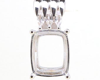 Montura de colgante de plata esterlina semielaborada, cojín CU 12x10
