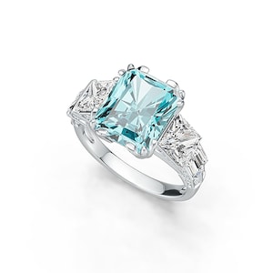 Sterling Silver Semi Mount Ring Setting Emerald OCT 12x10mm SQ 6x6mm Multi Stone Design