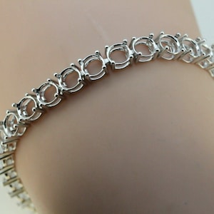 Bracciale tennis semi-montato in argento sterling con montatura rotonda RD 6 x 6 mm