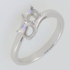 Sterling Silver Semi Mount Ring Setting Round RD 5x5mm 2 Stones Ring Bypass Moi et Toi