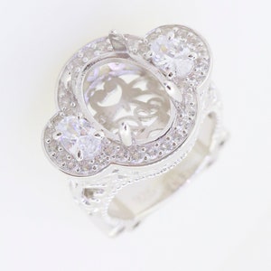 Sterling Silver Semi Mount Ring Setting Oval OV 14x10mm for Cabochon Gemstone