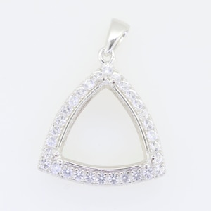 Sterling Silver Semi Mount Pendant Setting Trillion TRI 13x13mm W/ White Topaz