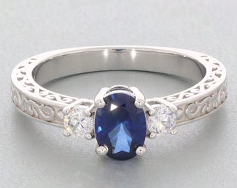 Montura de anillo semielaborada de plata de ley, forma ovalada OV de 7 x 5 mm, estilo Art Déco.