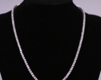 Sterling Silver Semi Mount Tennis Necklace Setting Round RD 4x4mm 16" to 30"