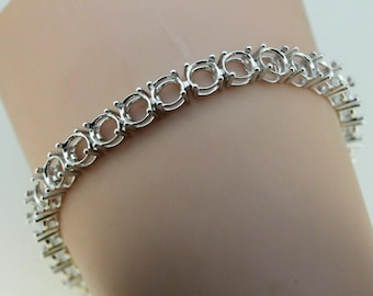 Sterling Silver Semi Mount Tennis Bracelet Setting Round RD 6x6mm
