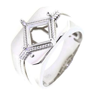 Men's Sterling Silver Semi Mount Ring Setting Princess SQ 7x7mm