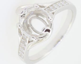 Custom Sterling Silver Semi Mount Ring Setting Oval OV 11x8mm Swirl