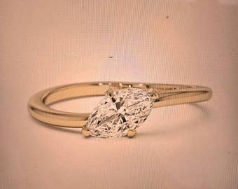 Sterling Silver Semi Mount Ring Setting Marquise MQ 5.15x10.23x3.20mm Ring Size 3.25