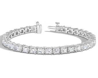 Custom Sterling Silver Tennis Bracelet Emerald Cut OCT 5x3mm