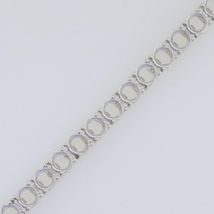 Pulsera de tenis de plata de ley con montura semicircular, 4 x 4 mm