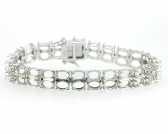 Sterling Silver Semi Mount Tennis Bracelet Setting Oval OV 7x5mm Double Row