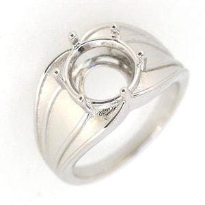 Men's Sterling Silver Semi Mount Ring Setting Round RD 10x10mm Male Ring