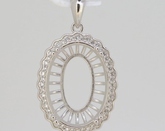 Sterling Silver Semi Mount Pendant Setting Oval OV 20.8×16.7×11 mm