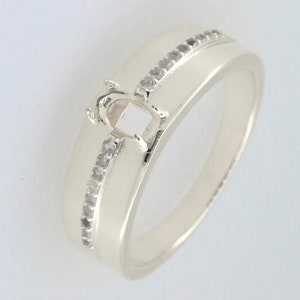 Sterling Silver Semi Mount Ring Setting Oval OV 7x5mm Male Ring W/ Topaz Unisex