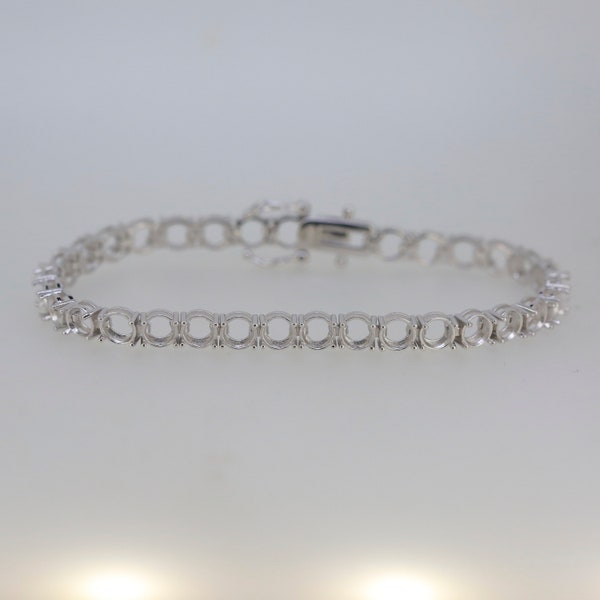 Sterling Silver Semi Mount Tennis Bracelet Setting Round RD 5x5mm