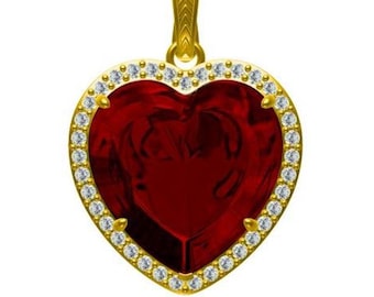 Sterling Silver Semi Mount Pendant Setting Heart HT 23.2x23.2x18 with White Topaz