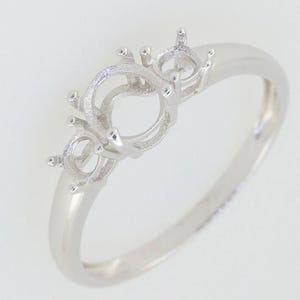 Sterling Silver Semi Mount Ring Setting OV 7X5mm RD 3.5mm 3 Stones Ring
