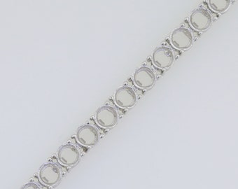 Sterling Silver Semi Mount Tennis Bracelet Setting Round RD 4x4mm